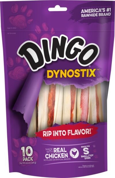 Dingo 99043 Dynostix Rawhide TreatsWhite 10-Count 1058 Oz Packaging