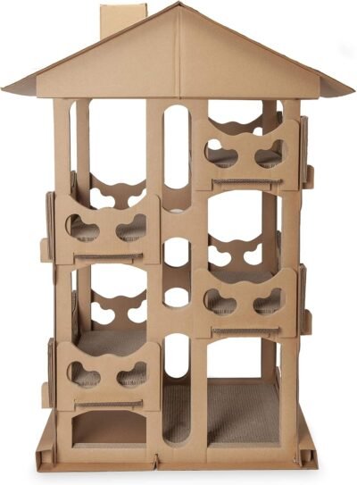 Furhaven Pet Cat Furniture Corrugated Cat Scratcher Cardboard & Pet