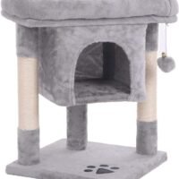 BEWISHOME Cat Tree Cat House Cat Condo with Sisal Scratching Posts