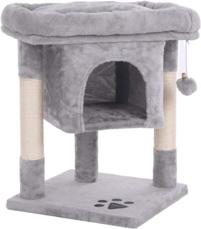 BEWISHOME Cat Tree Cat House Cat Condo with Sisal Scratching Posts