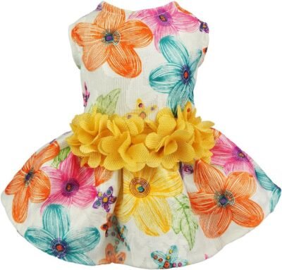 Fitwarm Floral Dog Harness Dress Pet Clothes D-Ring Vest Shirts