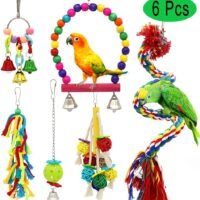 PETUOL Birds Swing Toys Parrots Chewing Hanging Perches with Bells
