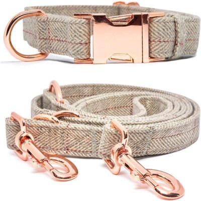 KUYOUGOU Heavy Duty Dog Collar and Leash 66' Stylish Design with Rose