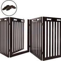 Arf Pets Free Standing Wood Dog Gate with Walk Through Door Expands