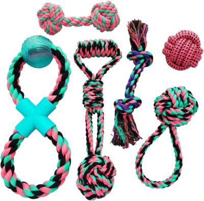 Otterly Pets Puppy Dog Cute Pink Boutique Rope Toys Set Bundle -
