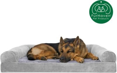 Furhaven Pet Dog Bed Therapeutic Sofa-Style Traditional Living Room
