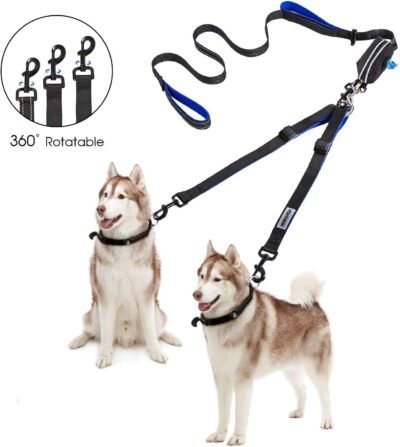 YOUTHINK Double Dog Leash No Tangle Dog Walking Leash 2 Dogs up to