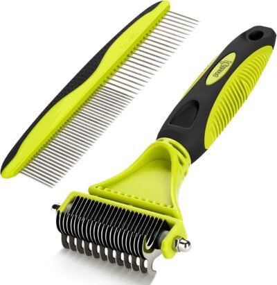 Pecute Dematting Comb Grooming Tool Kit for Dog & Cat Double Sided
