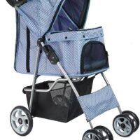 Flexzion Pet Stroller Dog Cat Small Animals Carrier Cage 4 Wheels