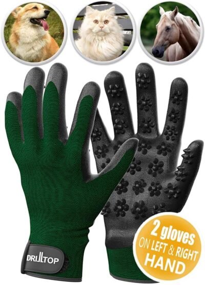 DrillTop All-New 2020 Pet Grooming Glove - Gentle Deshedding Brush
