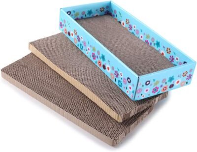 WellQ 3Packs Corrugated Cat Scratcher Cardboard