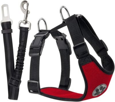 SlowTon Dog Car Harness Plus Connector Strap Multifunction Adjustable