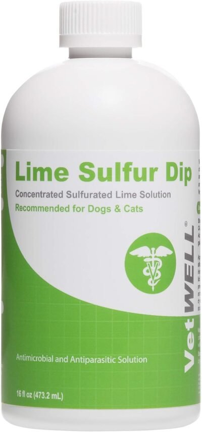 VetWELL Lime Sulfur Dip for Dogs Cats & Horses - for Mange Treatment
