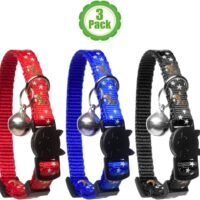 Cat Collar Stars and Moon 3-Pack Reflective with Bell Solid & Safe