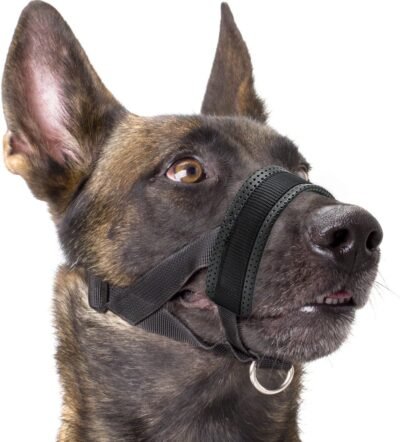 Dog Muzzle Nylon Soft Padding Adjustable Loop Black