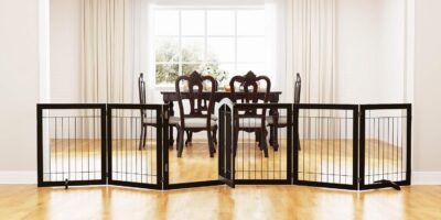 PAWLAND 144-inch Extra Wide 30-inches Tall Dog gate with Door Walk