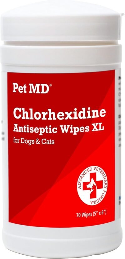 Pet MD Chlorhexidine Wipes XL with Aloe for Dogs and Cats -
