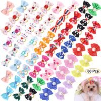 Comsmart 60Pcs Dog Bows 30 Pairs Yorkie Dog Puppy Hair Bows with