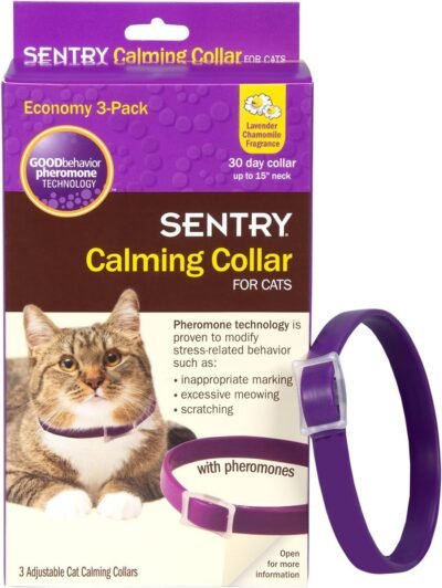 SENTRY Calming Collar for Cats Up to 15-Inch Neck Includes Three Cat