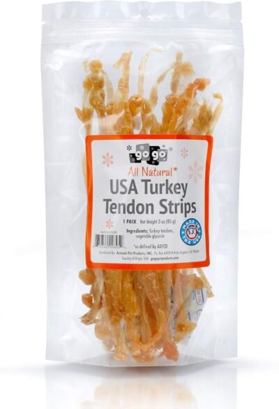 GoGo Turkey Tendon Strips Dog Chew Treats Sourced and Made in The USA