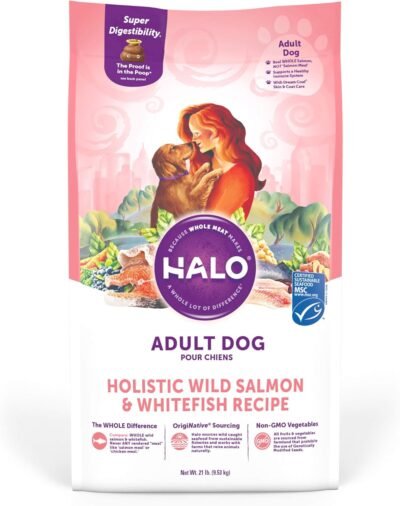 Halo Natural Dry Dog Food Adult Wild Salmon & Whitefish Recipe