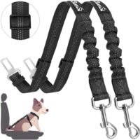 SlowTon Dog Seat Belt 2 Pack Adjustable Pet Car Seatbelt Elastic