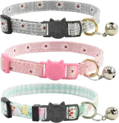 XPangle Breakaway Cat Collars with Bell Set of 3 Durable & Safe Cute