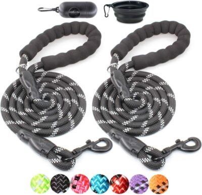 BAAPET 2 Packs 5 FT Strong Dog Leash with Comfortable Padded Handle