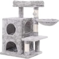 BEWISHOME Cat Tree Condo with Sisal Scratching Posts Plush Perch Dual