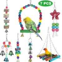 Zacro 7 pcs Bird Swing Toys - Parrot Colorful Chewing Toys Hanging
