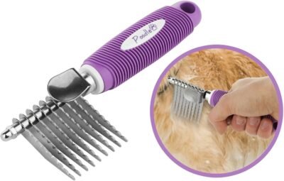 Poodle Pet Dematting Fur Rake Comb Brush Tool - with Long 25 Inches