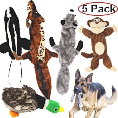 Jalousie 5 Pack Dog Squeaky Toys Three no Stuffing Toy and Two Plush