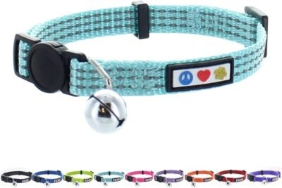 Pawtitas Reflective Cat Collar Safety Buckle Removable Bell Cat