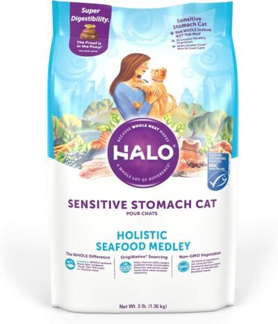 Halo Natural Dry Cat Food Sensitive Stomach Seafood Medley