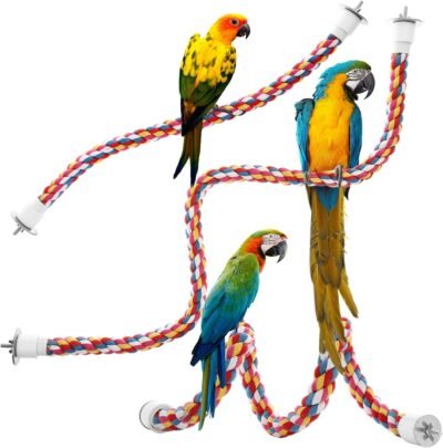 Jusney Bird Rope Perches Comfy Perch Parrot Toys for Rope Bungee Bird