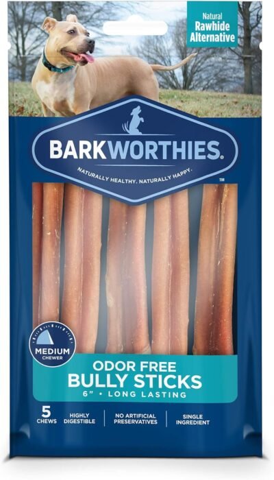 Barkworthies Odor-Free Bully Sticks - Healthy Dog Chews -