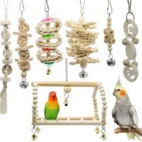 Deloky 7 Packs Bird Parrot Swing Chewing Toys-Hanging Bell Bird Cage