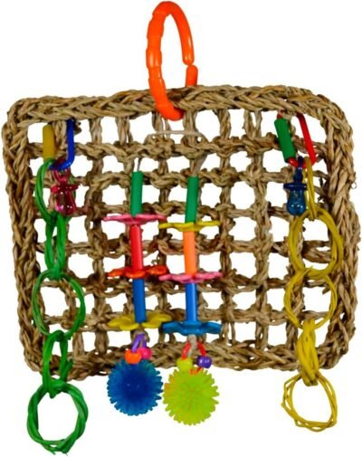 Super Bird Creations SB741 Seagrass Mini Activity Wall with Colorful