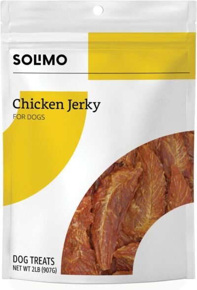 Amazon Brand - Solimo Jerky Dog Treats 2 Lb Bag Chicken Duck Sweet