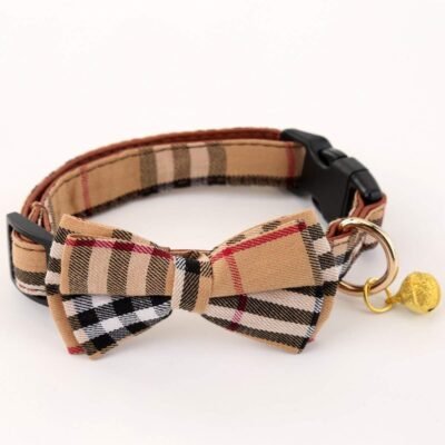 SuperBuddy Bell Cat and Dog Collar with Bowtie - Cute Plaid