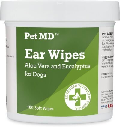 Pet MD - Dog Ear Cleaner Wipes - Otic Cleanser for Dogs to Stop