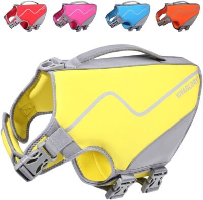 Vivaglory New Neoprene Sports Style Dog Life Jackets Snug & Safer Dog