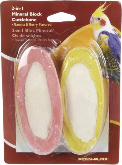 Penn-Plax Banana & Berry Cuttlebone & Mineral Block Combo for Birds