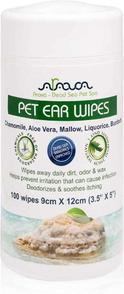 Arava Pet Ear Wipes - for Dogs Cats Puppies & Kittens - 100 Count -