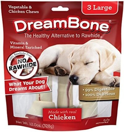 Dreambone Vegetable & Chicken Dog Chews Rawhide Free Large 3-Count