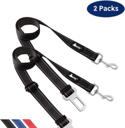 WePet Adjustable Reflective Dogs Car Seat Belt 2 Packs Pet Cats