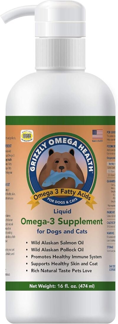Grizzly Omega Health for Dogs & Cats Wild SalmonPollock Oil Omega-3