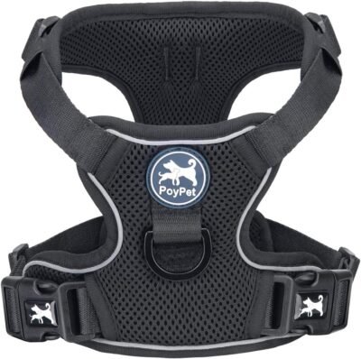PoyPet Reflective Soft Breathable Mesh Dog Harness Choke-Free Double