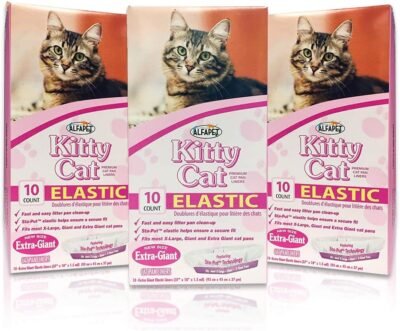Alfapet Kitty Cat Litter Box Disposable Elastic Liners- 10-Pack-for