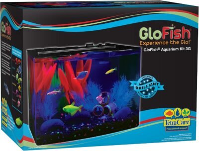 GloFish Aquarium Kit w Hood LED Lights and Whisper Filter